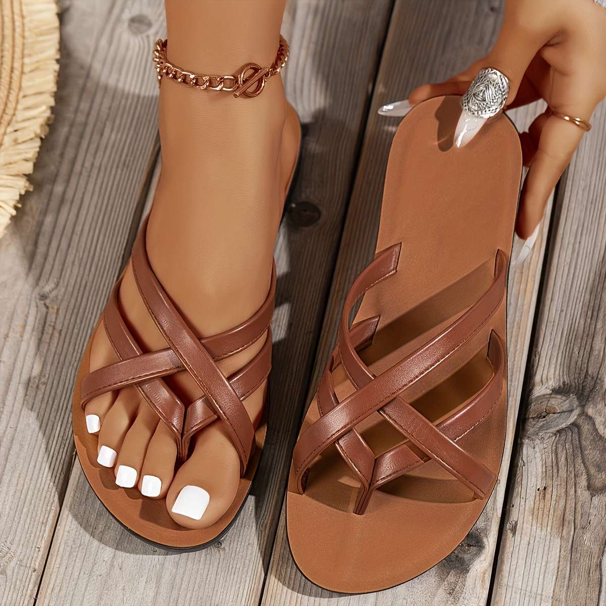 Ladies Summer Flip Flops Brown Uk 9