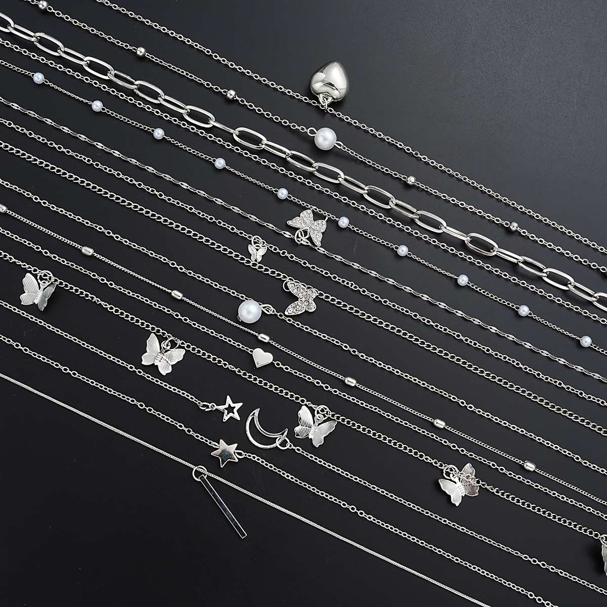 14Pcs Plated Women Fashion Chain Necklace