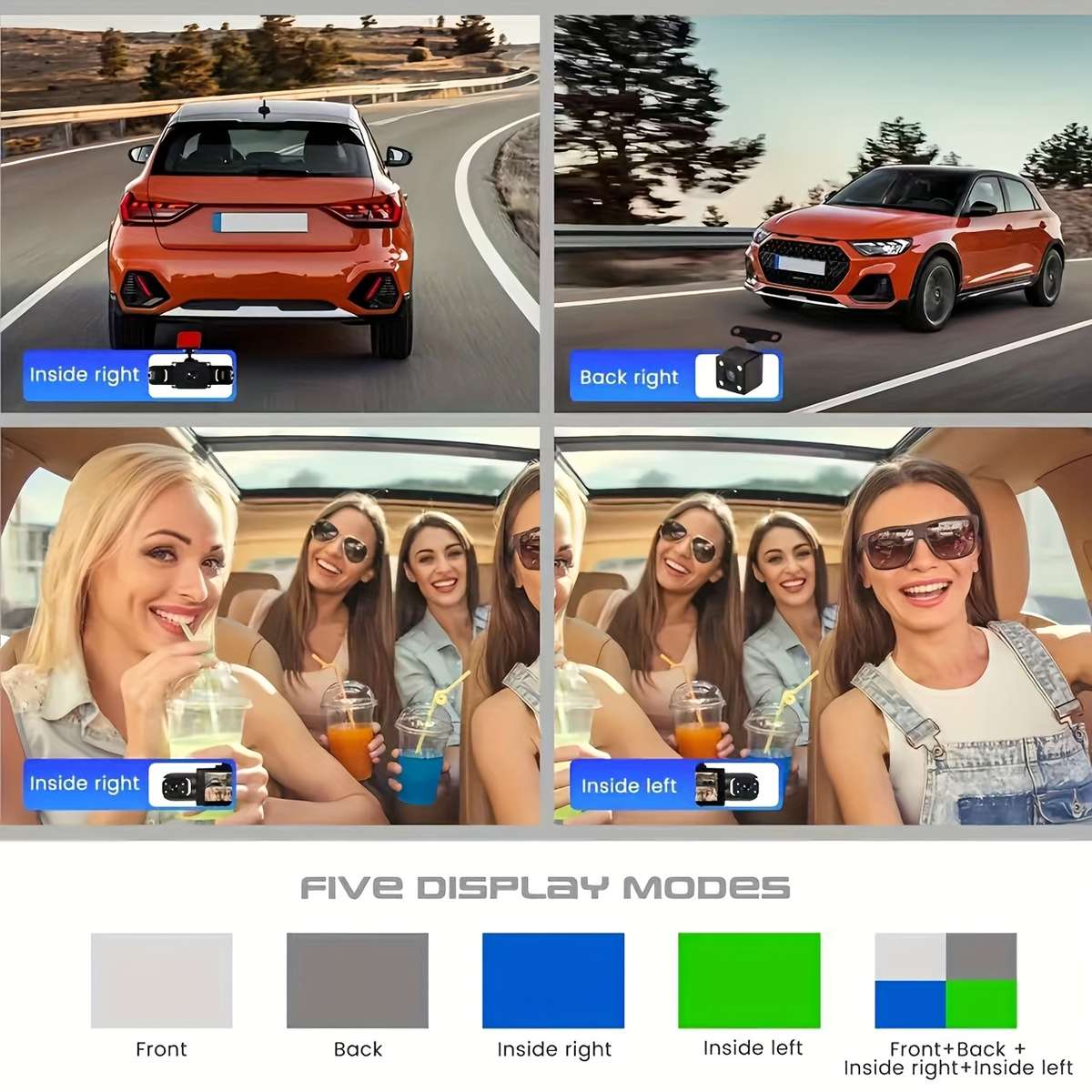 Superior Exclusive Quad Channel Dash Cam Panoramic View Front Rear Built In