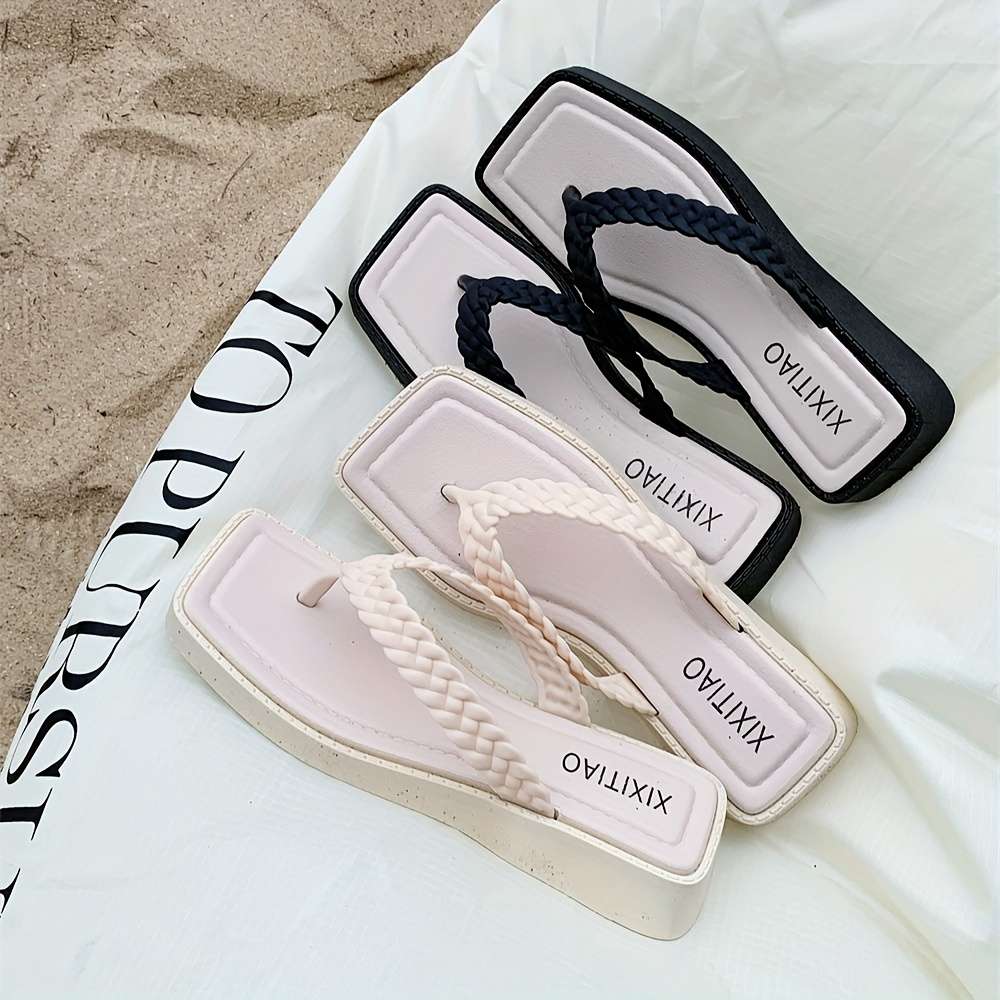 Ladies Summer Flip Flops Black Uk 5.5-6