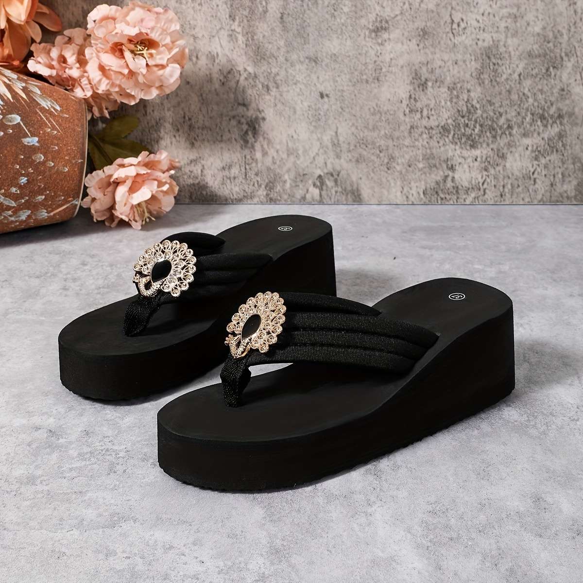 Ladies Summer Flip Flops Black Uk 7