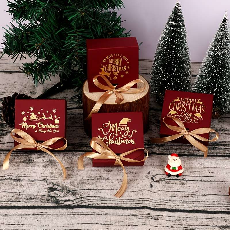 Christmas Gift Boxes Style Red Santa Hat And Deer