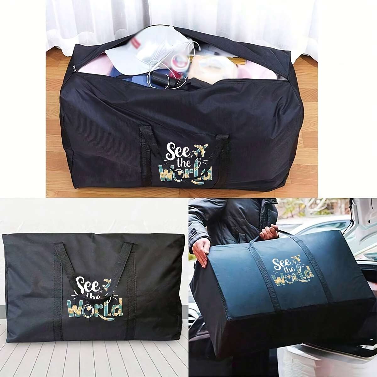 Foldable Travel Bag Extra Large Moving Black 1 Pack