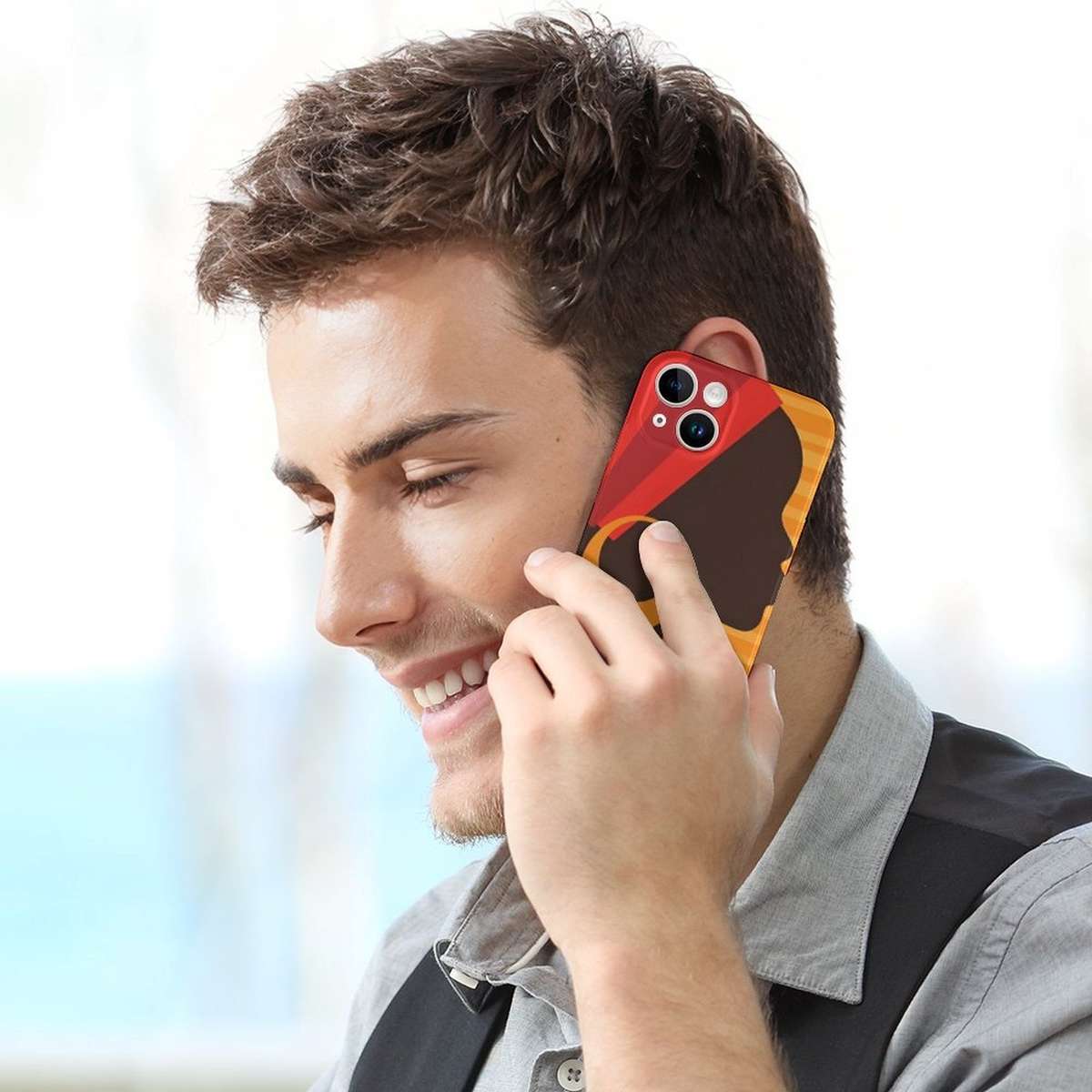 1Pc White For iPhone 15 Pro African-Inspired Silhouette Phone Case