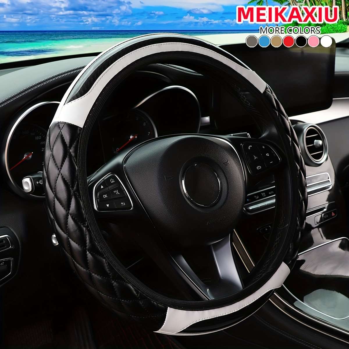 Car Steering Wheel Cover Beige