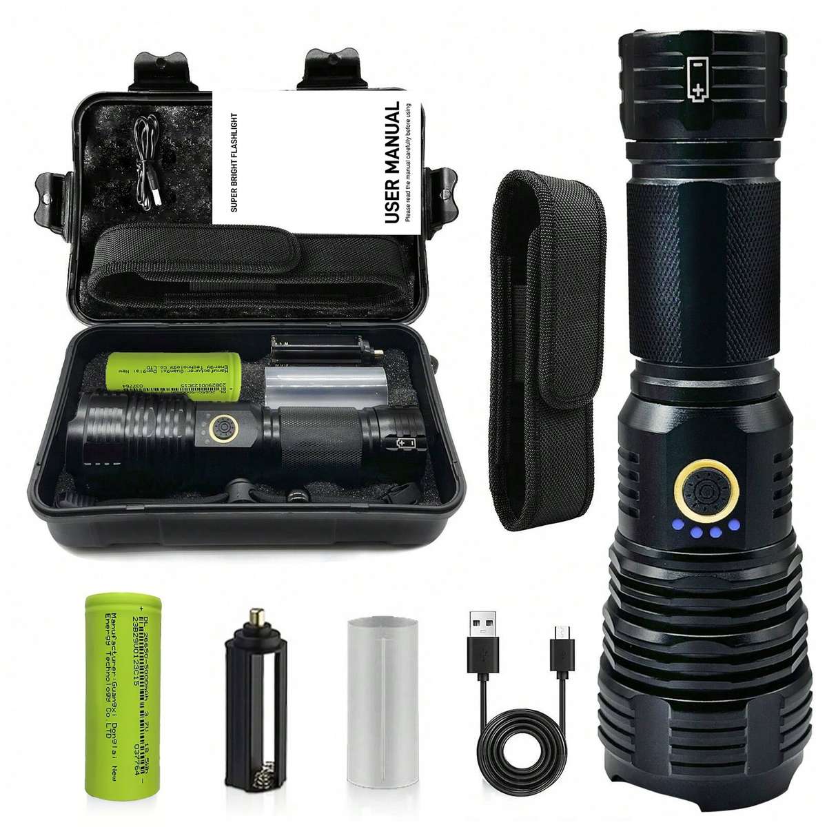 Heavy Duty Poslani Led Rechargeable Flashlight Adjustable High Power Travel