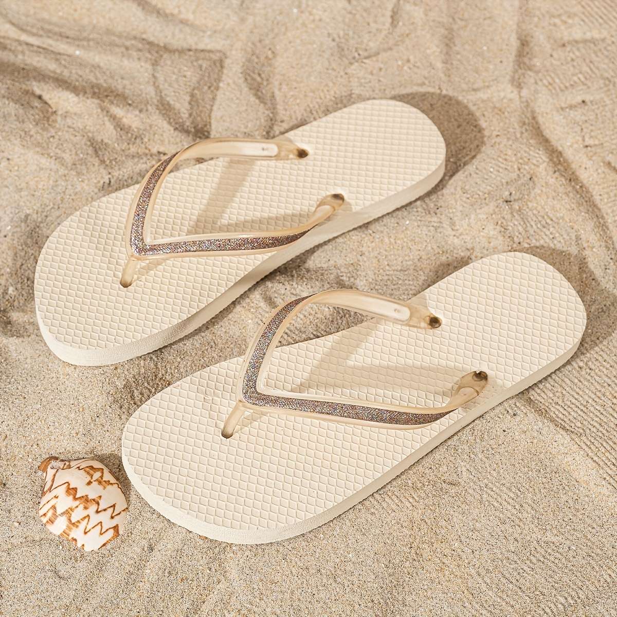Ladies Summer Flip Flops Apricot Uk 6