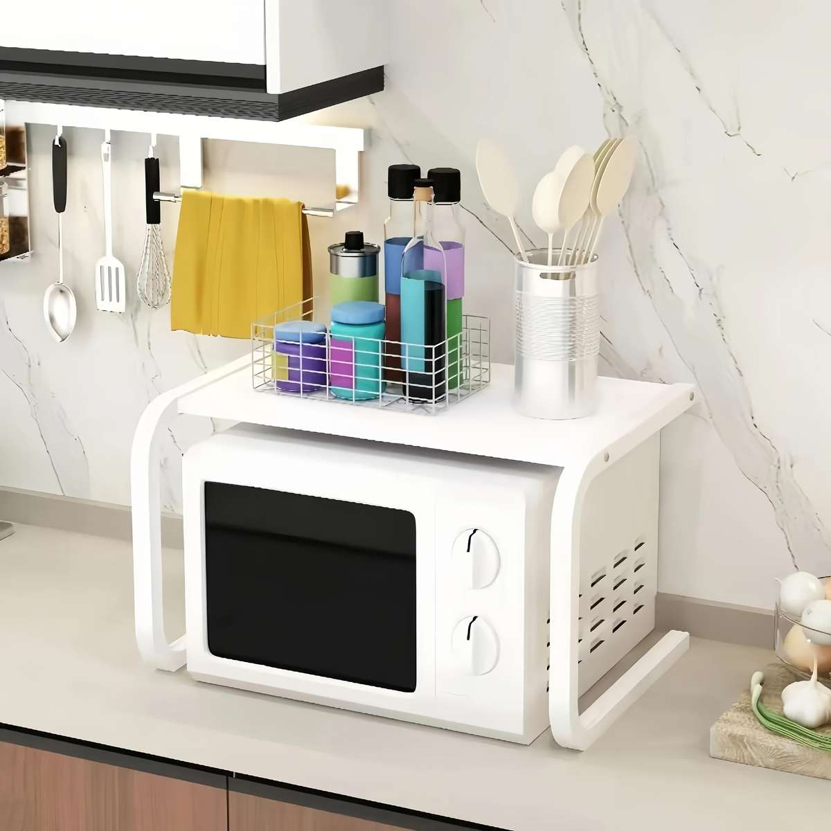 1pc Microwave oven storage rack kitchen multifunctional countertop oven rack household rice