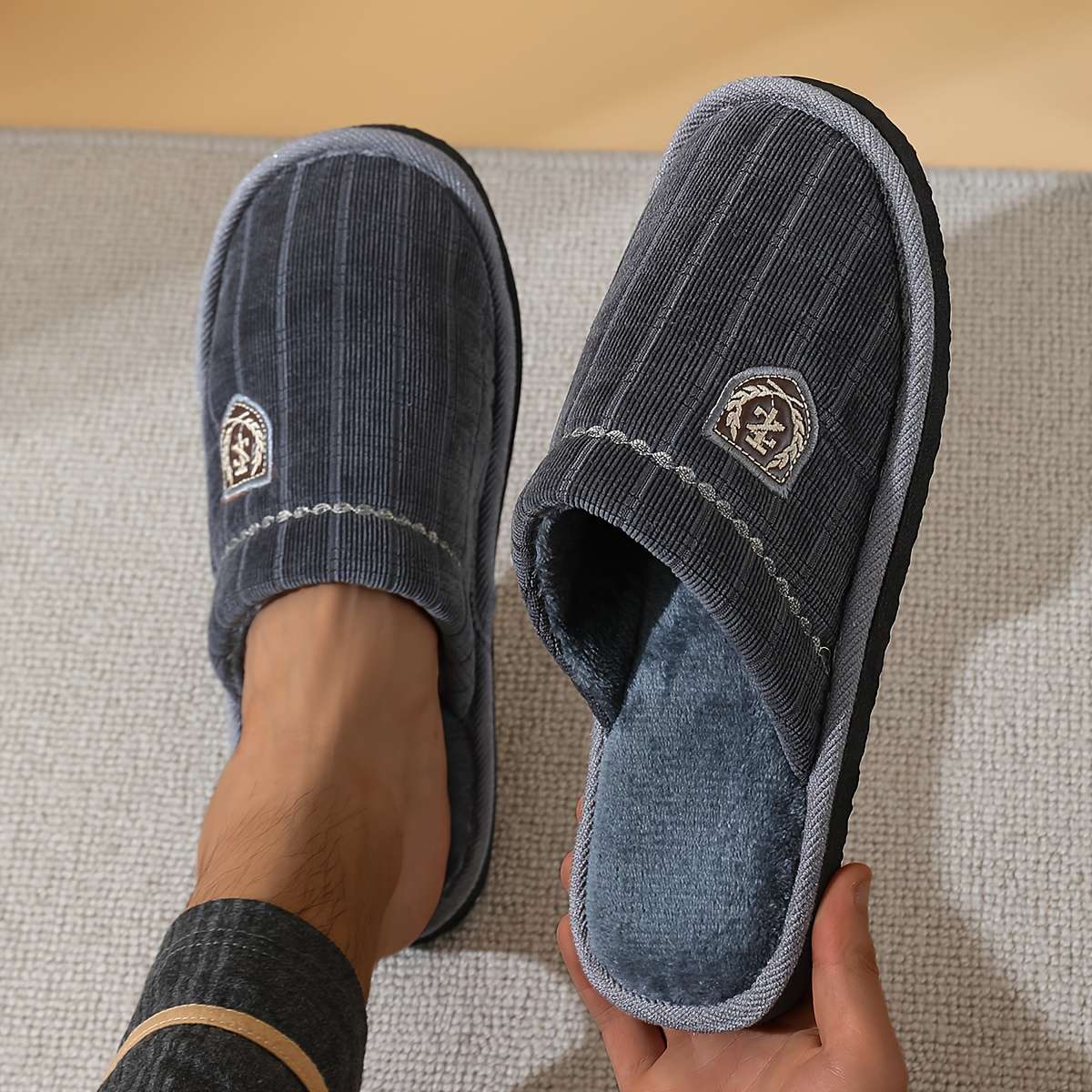 Cotton Slippers Color Grey Sizeuk 7.5-8