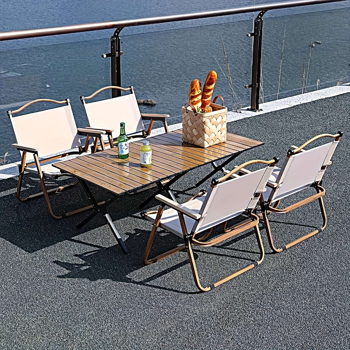 Outdoor Tables And Chairs Color Black Set 5Pcs