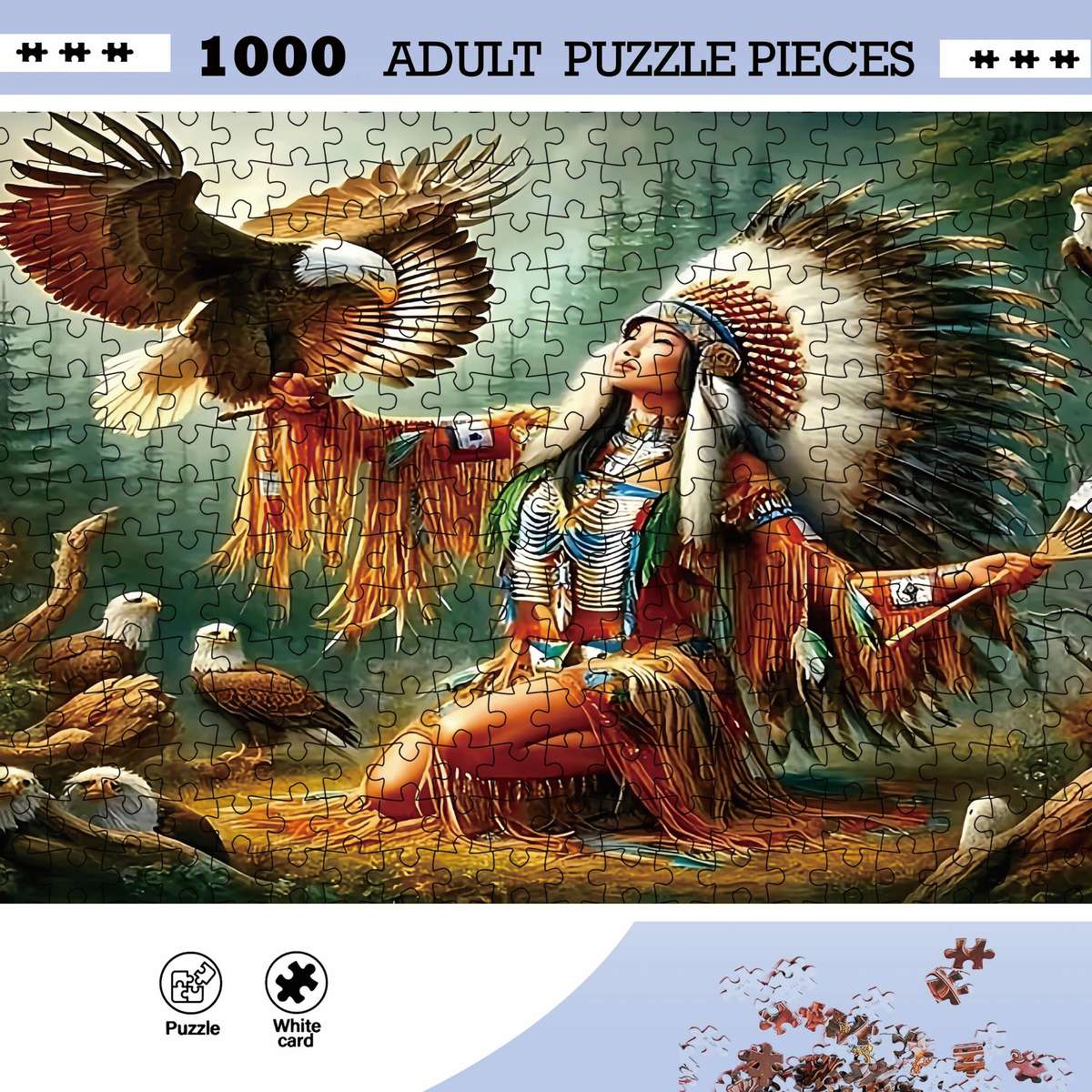 1000pcs Premium Eagle DIY Jigsaw Puzzle Thick Durable Seamless for Adults Perf
