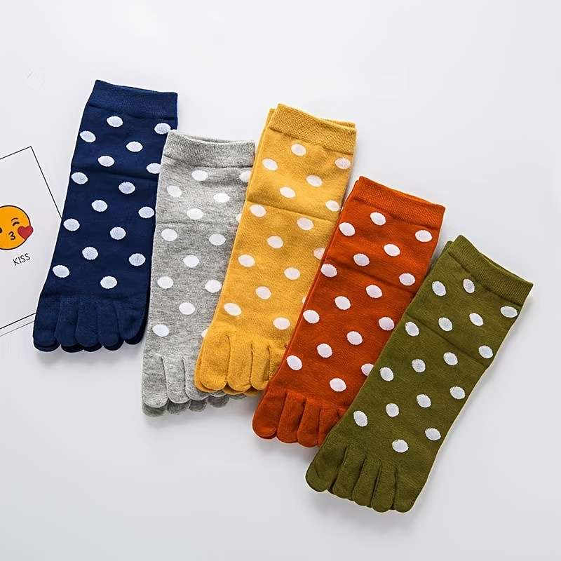 Women S Socks Color Round Dot Mixed Color 5 Pairs Pack Size Onesize