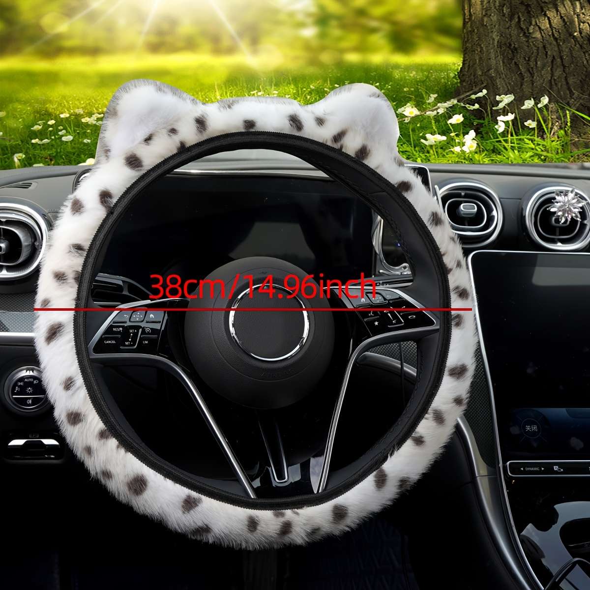 Car Steering Wheel Cover White Coffee