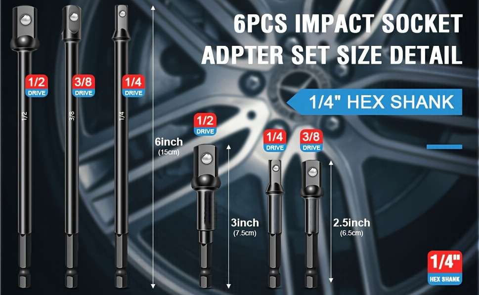 6-Piece Reliable Impact Sleeve Adapter Set