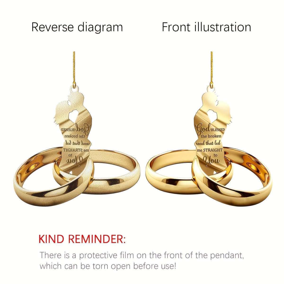 Your Flat Rearview Mirror Matching Car Pendant Acrylic Couple Ring Charm Kiss