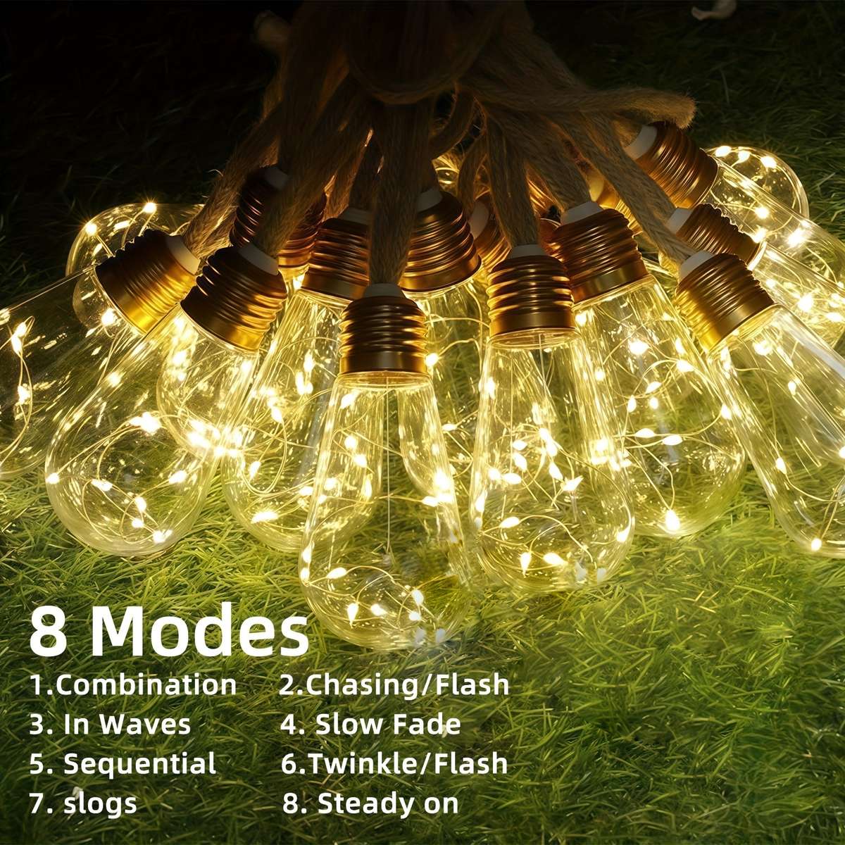 Christmas Lights Warm Light Model 25 Bulbs   8 Lighting Modes