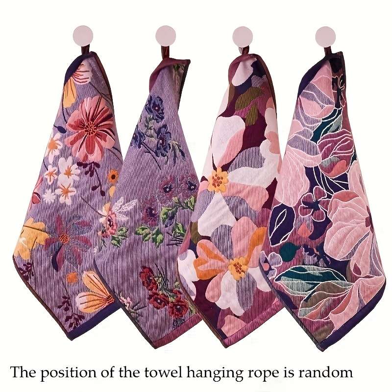 Towel Color 2Pcs Purple Courtyard Flower Narrative
