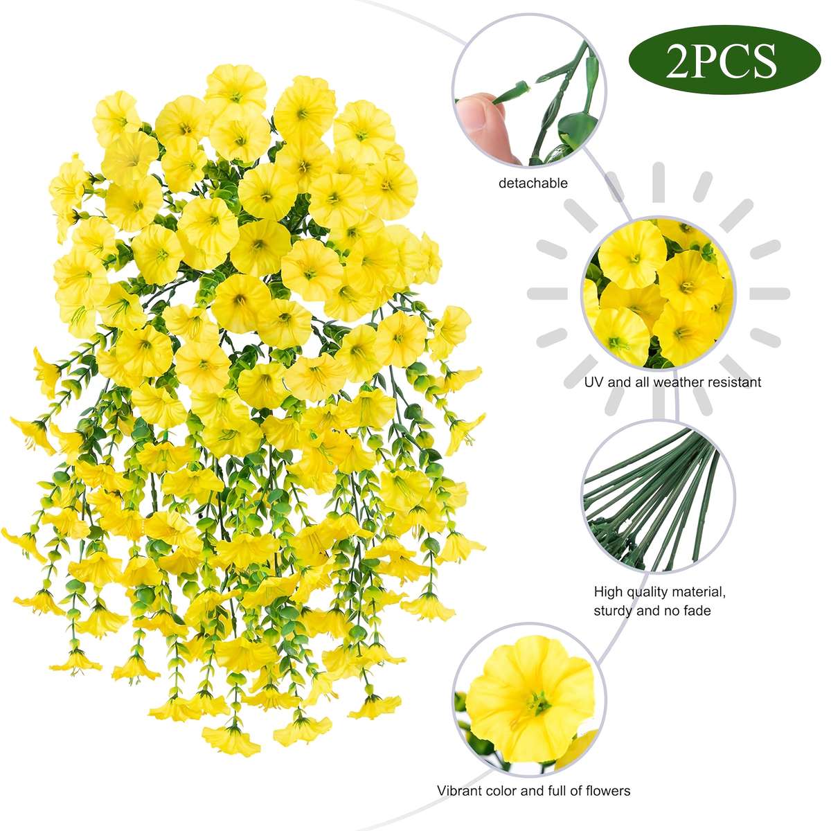 Simulated Flower Color 2Pcs White