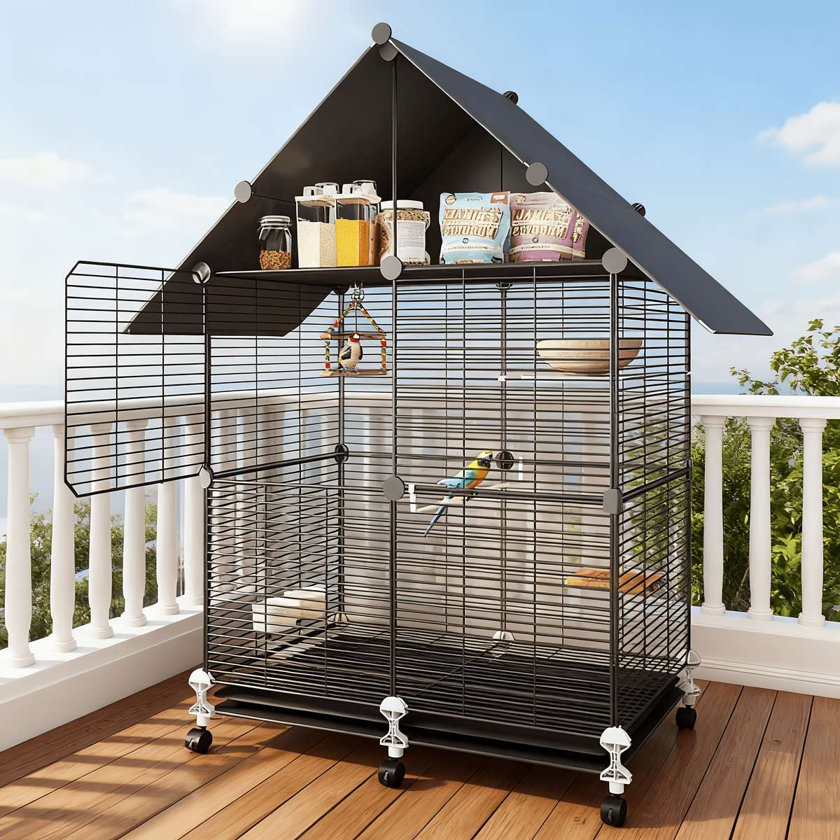 Birdcage Model White 3 Layers With Wheels Style A