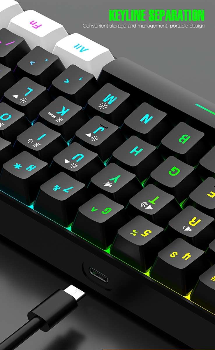 Keyboard Color G61 White And Black