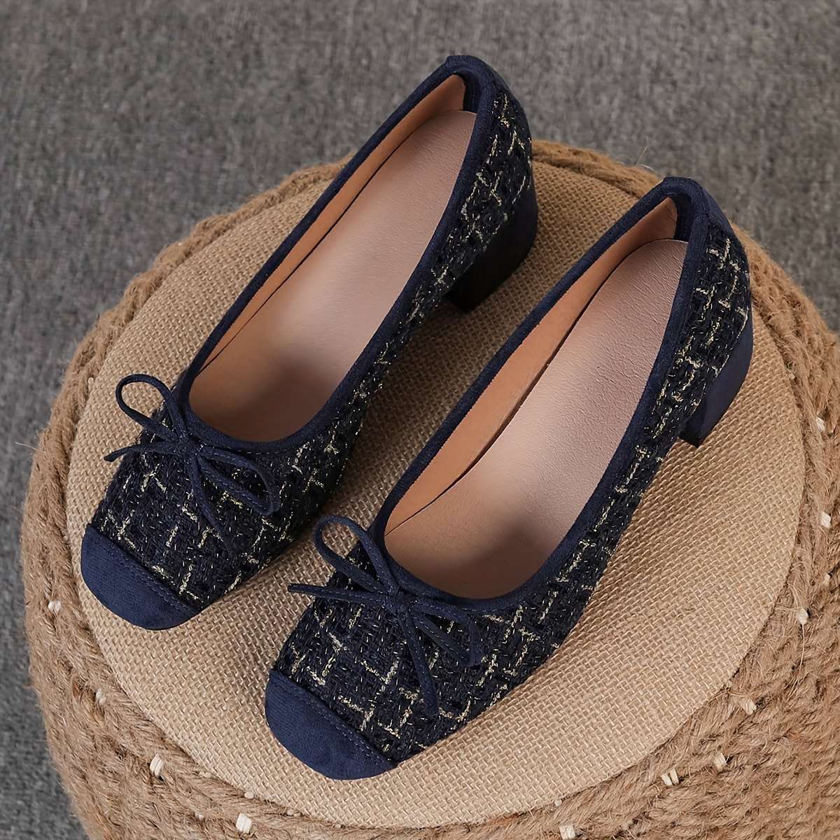 Women S High Heels Color Blue  Golden Plaid Sizeuk 7