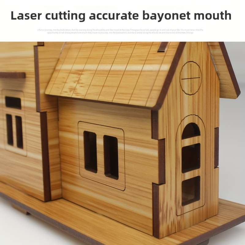 Building Toy Architectural Model Toy Set Color Warm Cabin [Laser Bamboo Version]