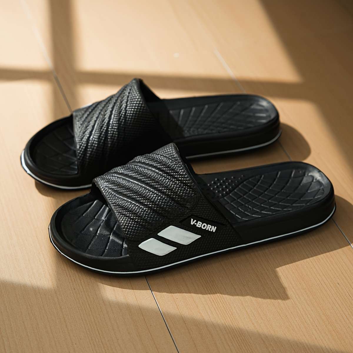 Men Slippers Summer Style Black Size Uk 7