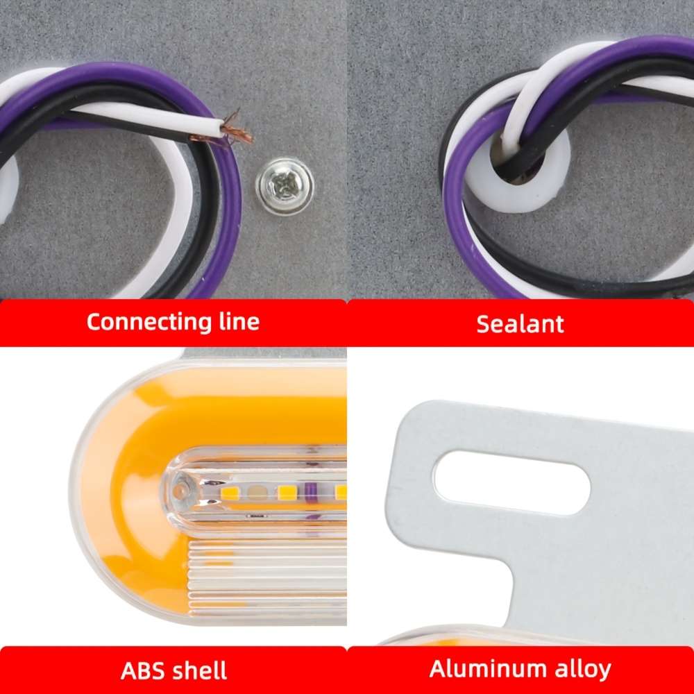 2pcs Truck Side Lights Oval Bracket Easy to Install 24V Car High Brightness Neon