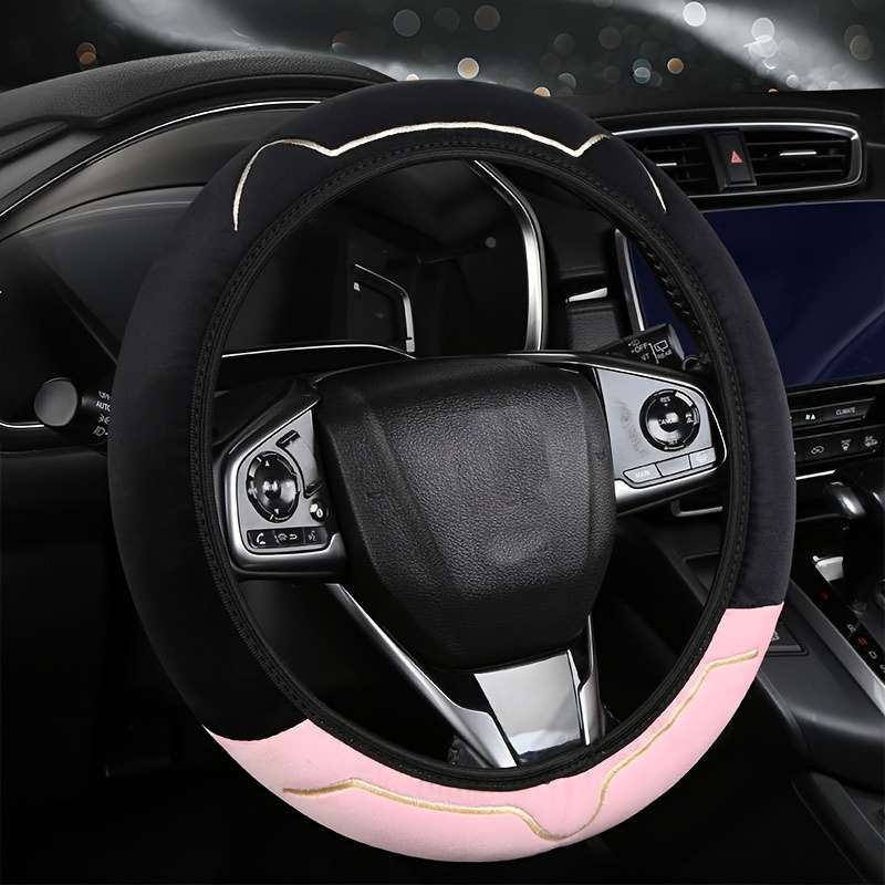 Car Steering Wheel Cover Black+Light White