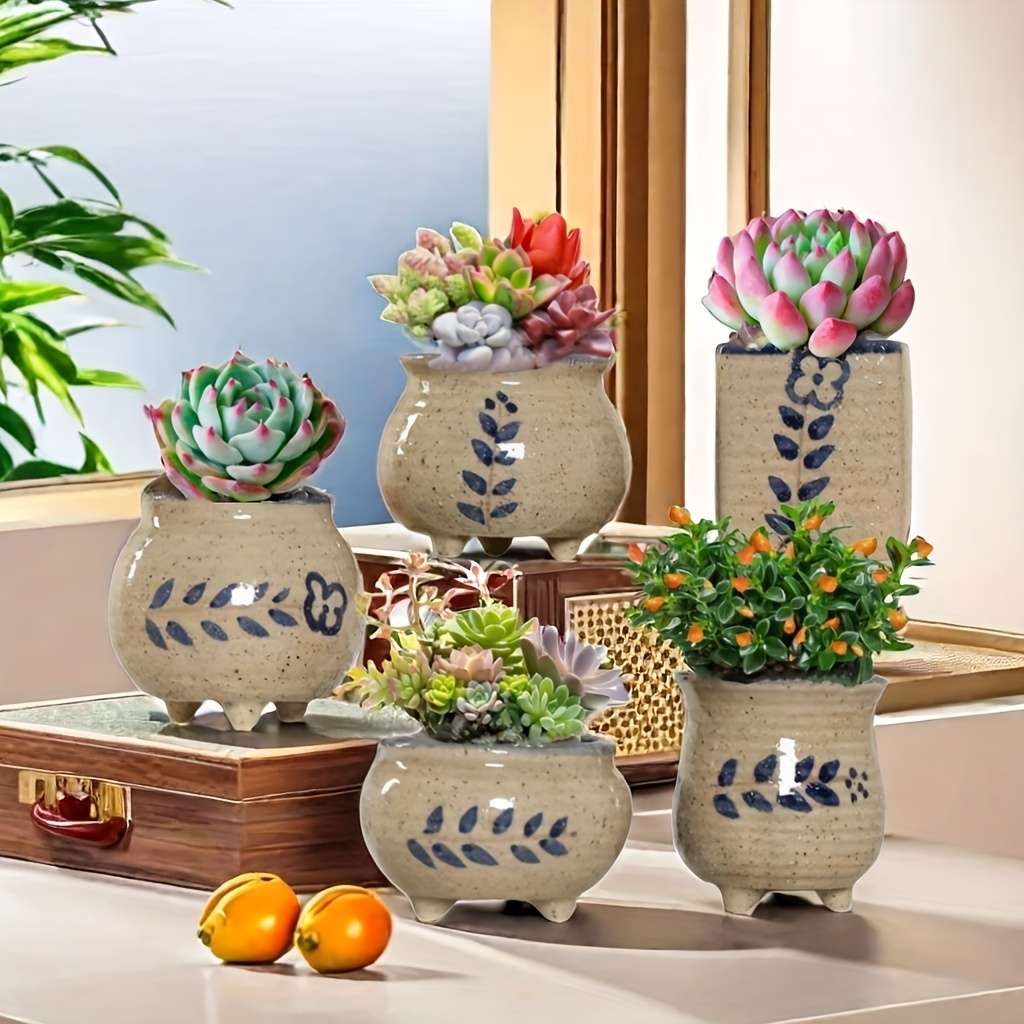 Flowerpot Style Artificial Jade Makeup 5 Piece Set
