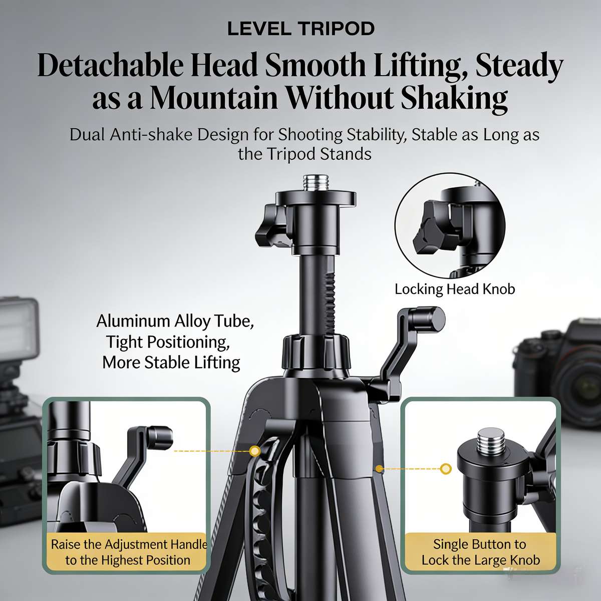 Professional Tripod Heavy Duty Aviation Aluminum Alloy Legs Adjustable Model 1
