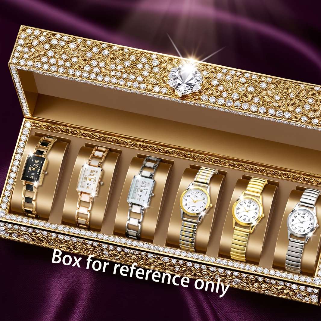 6Pcs Multifunctional Women Watches Quartz Movements Alloy Cases Square Ladies