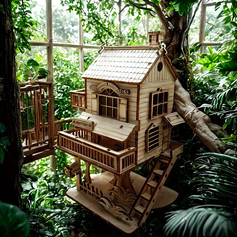 3D Model Desktop Ornaments Style Double Layer Tree House