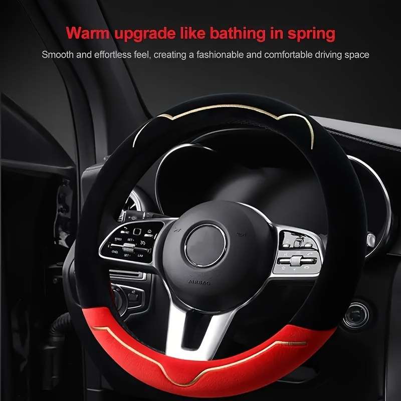 Car Steering Wheel Cover Black Pink