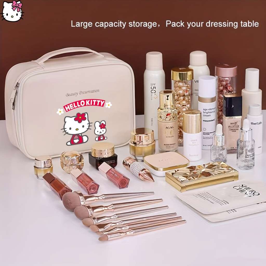 Luxury Grand Authorized Sanrio Hello Kitty Fashion Portable Large Capacity Makeu