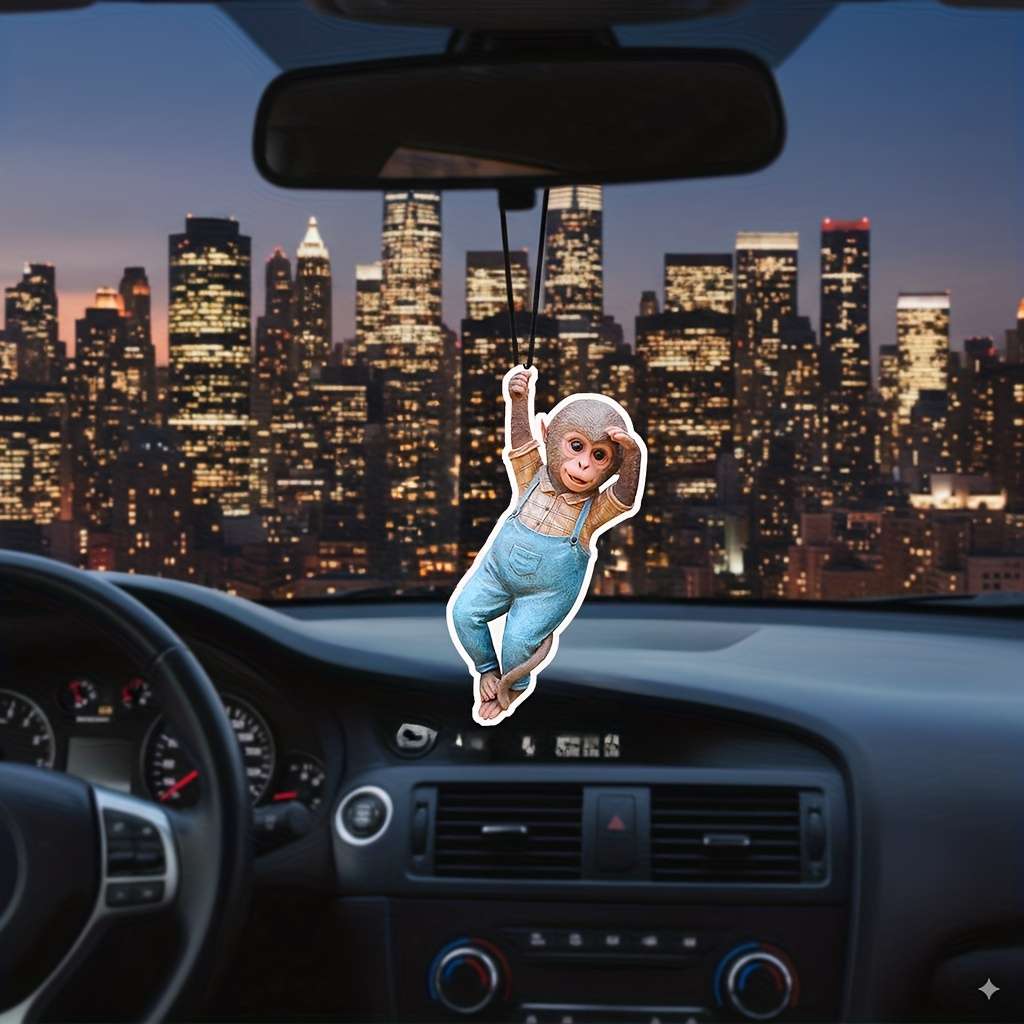Car Interior Decor Style 2Pcs Monkey On A Swing
