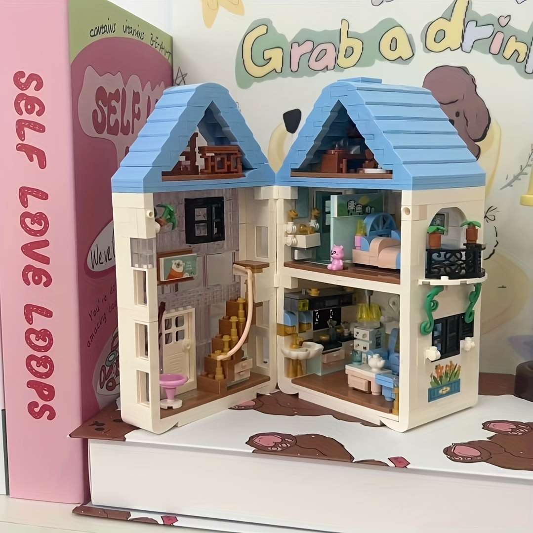 3D Building Model Puzzle Set Model Blue Building Blocks