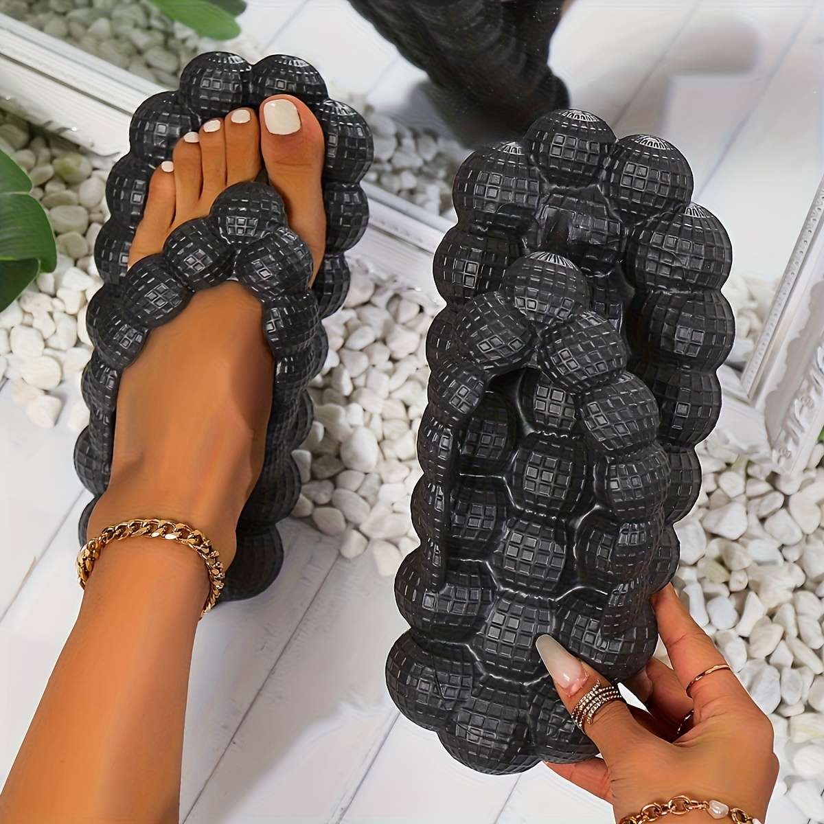 Ladies Summer Flip Flops Black Uk 6.5-7