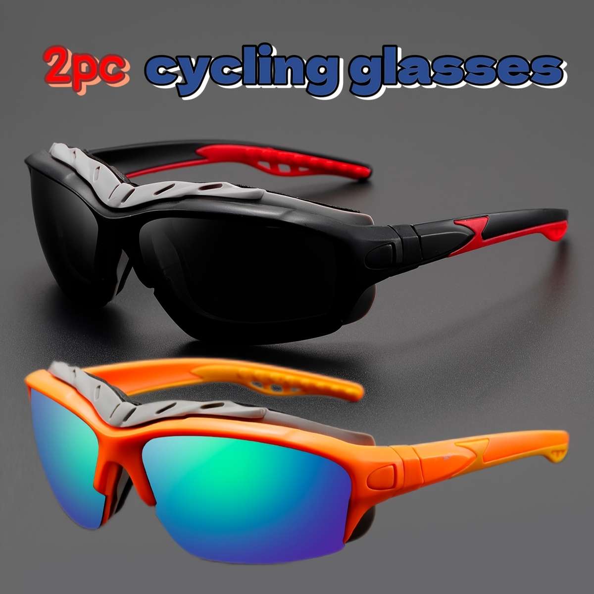 Cycling Glasses Color 2Pc Red Golden  White Orange
