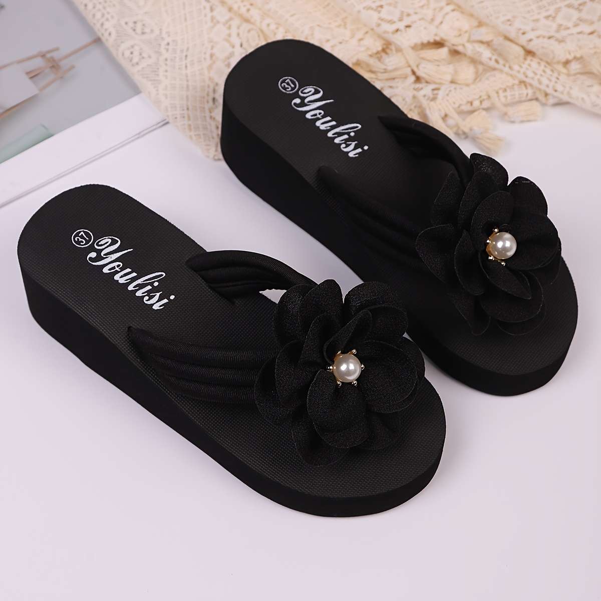 Ladies Summer Flip Flops Black Uk 5