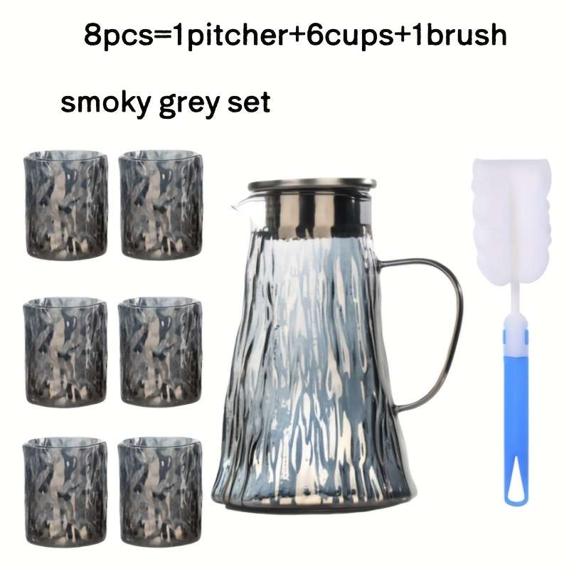 Water Cup Color Ash Grey Quantity8Pcs 1Jug 6Cups 1Brush