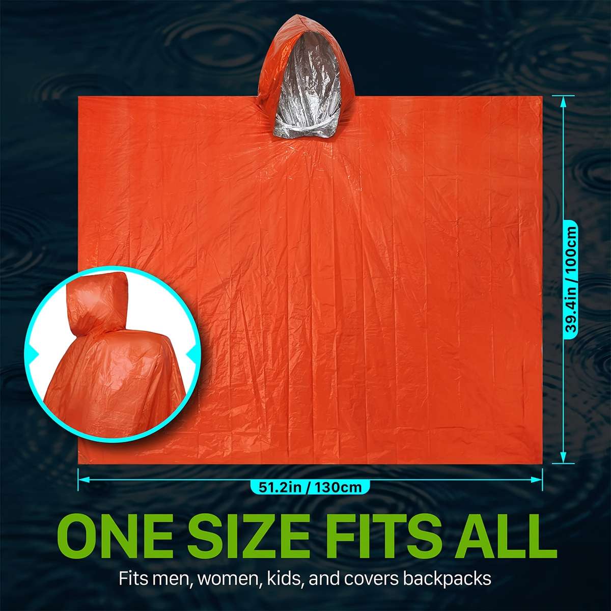 Raincoat 1 Green Raincoat  1 Green Drawstring Bag  Whistle