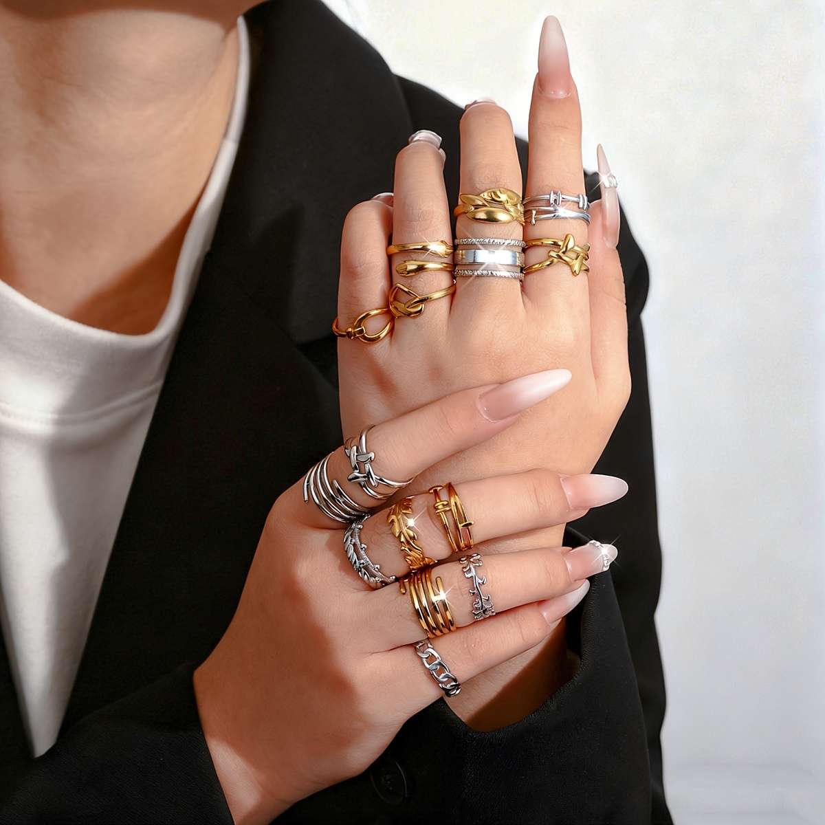 14PCS Handmade Fashion Adjustable Ring Quantity Random