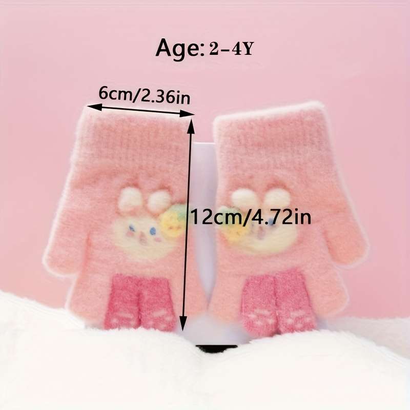 Winter Gloves Color Rabbit Fruit Gloves To Pink