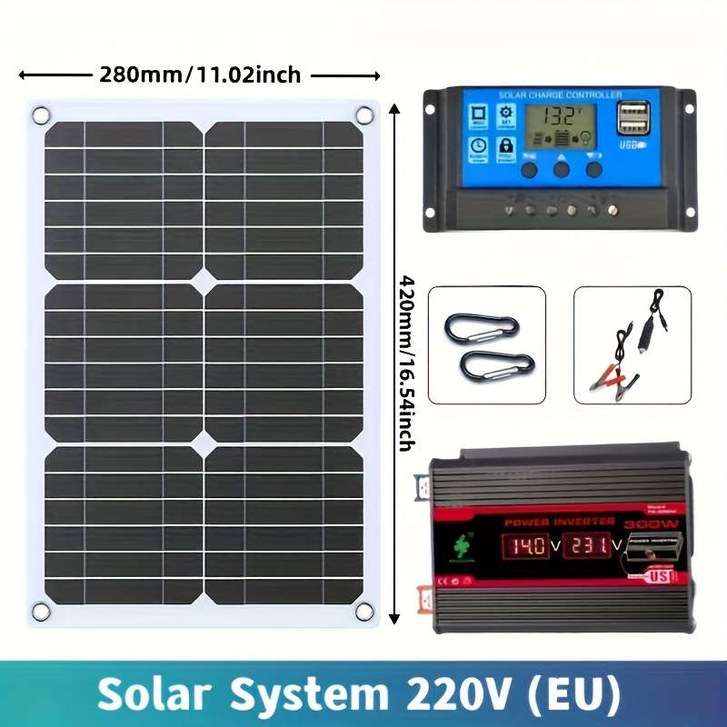 Efficient Solar Panel Set With 300W Inverter And Controller For Road Trip 300W