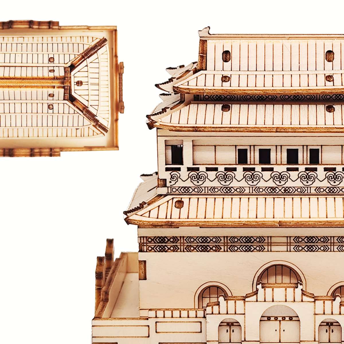 Building Toy Architectural Model Toy Set Items Wooden Palace Model