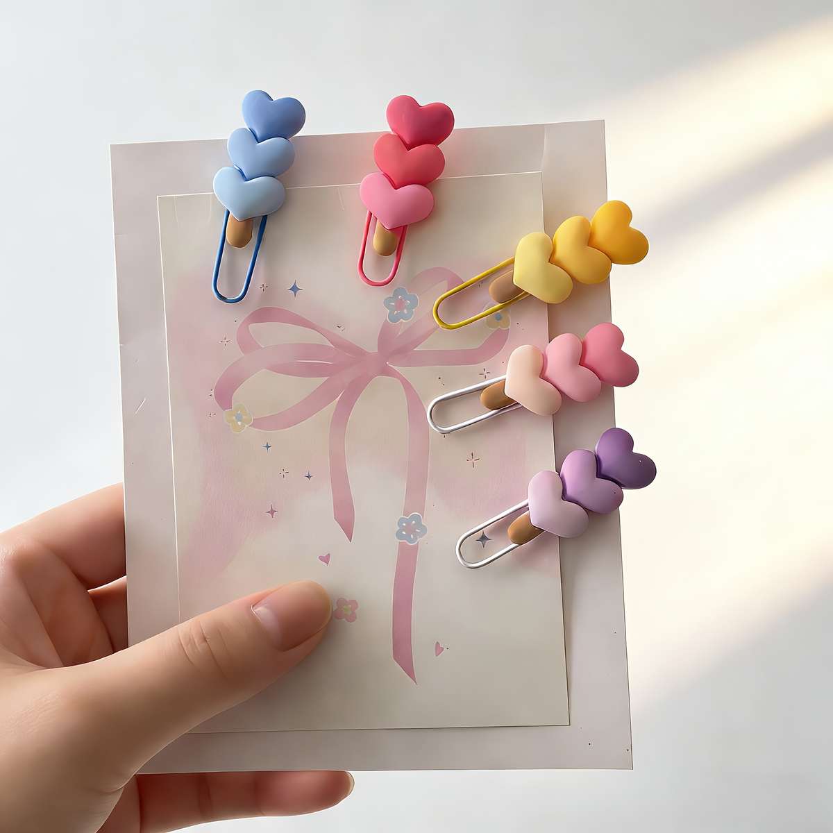 Clip 5Pcs Color Gradient Heart Paper Clips