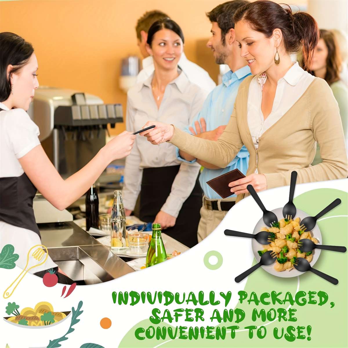 100pcs Disposable Dessert Spoons Cake Spoons Plastic Forks And Spoons Fruit Forks And Spoons