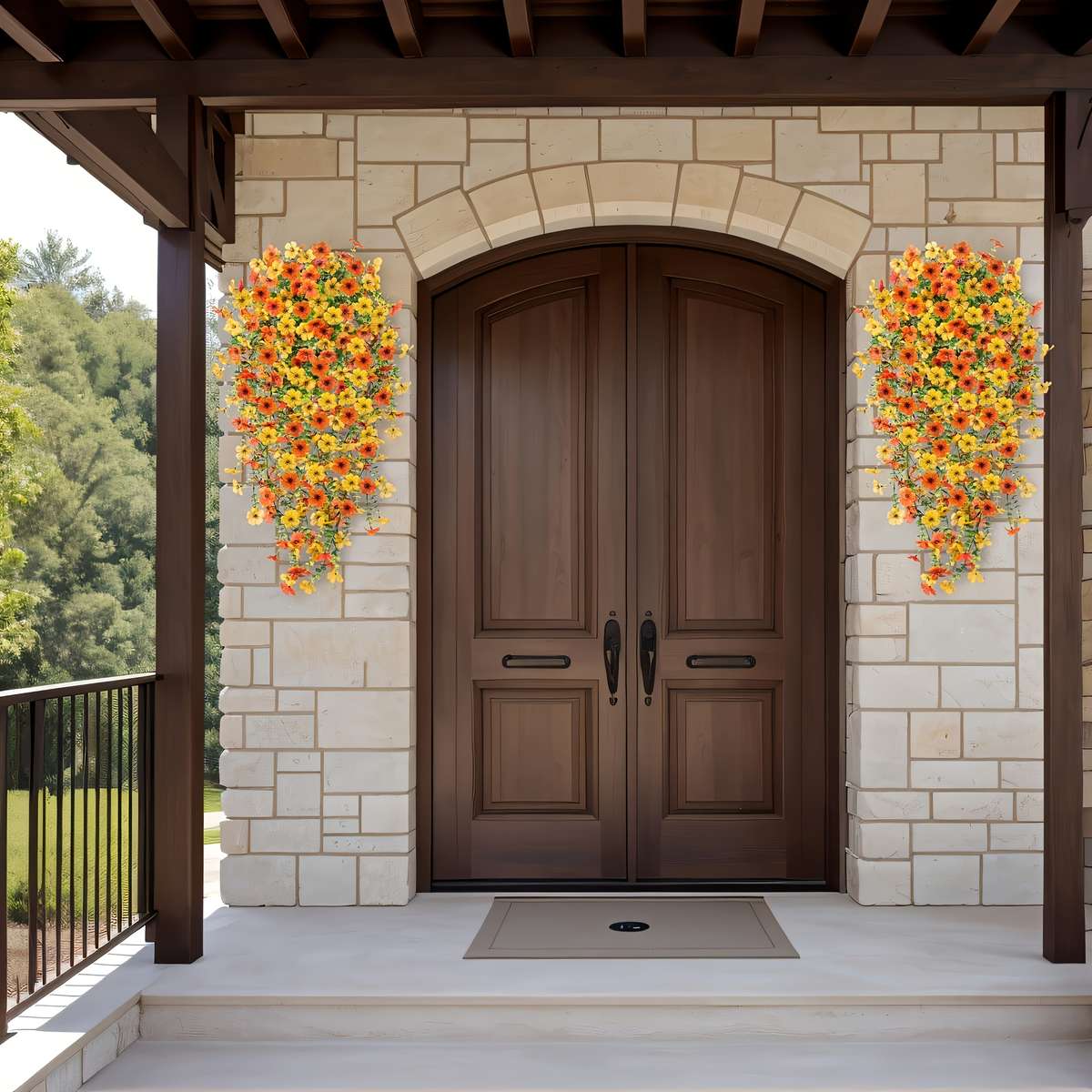 Simulated Flower Color Orange Yellow  Quantity2Pcs