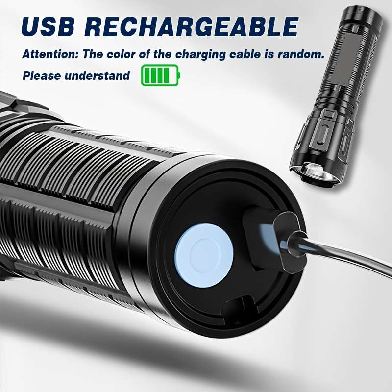 2Pcs Compact 1Pc Usb Rechargeable Mini Led Flashlight For Outdoor Camping